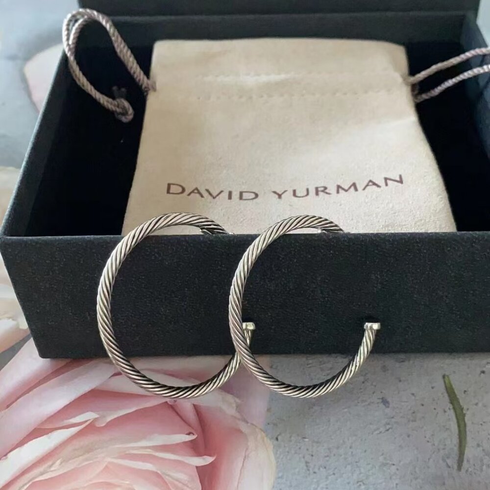 David Yurman Cable Hoop Earrings in Sterling Silver